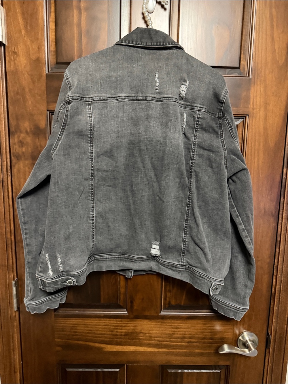 Risen Washed Black Distressed Denim Jacket - Picture 4 of 6
